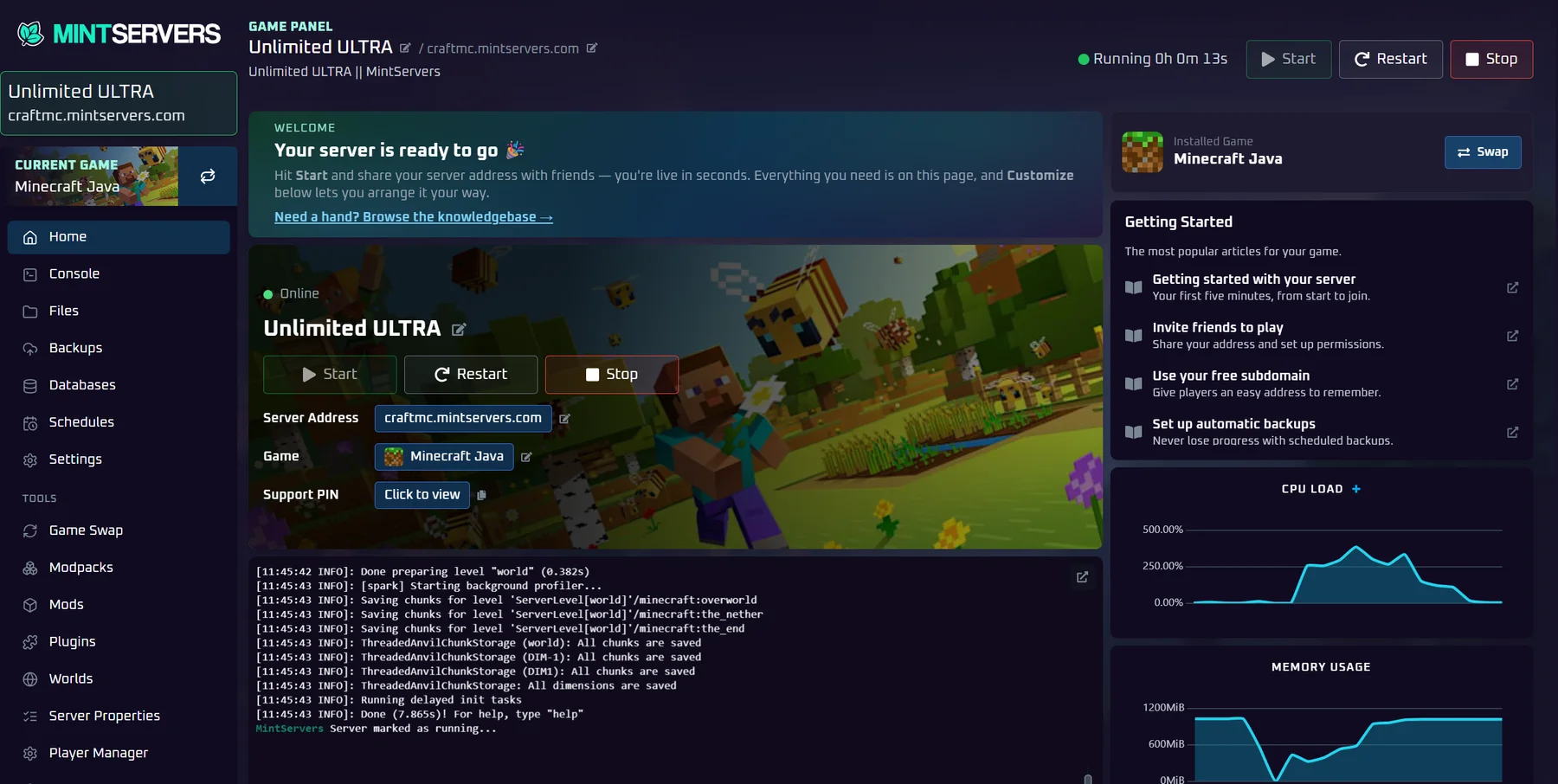 MintPanel home screen