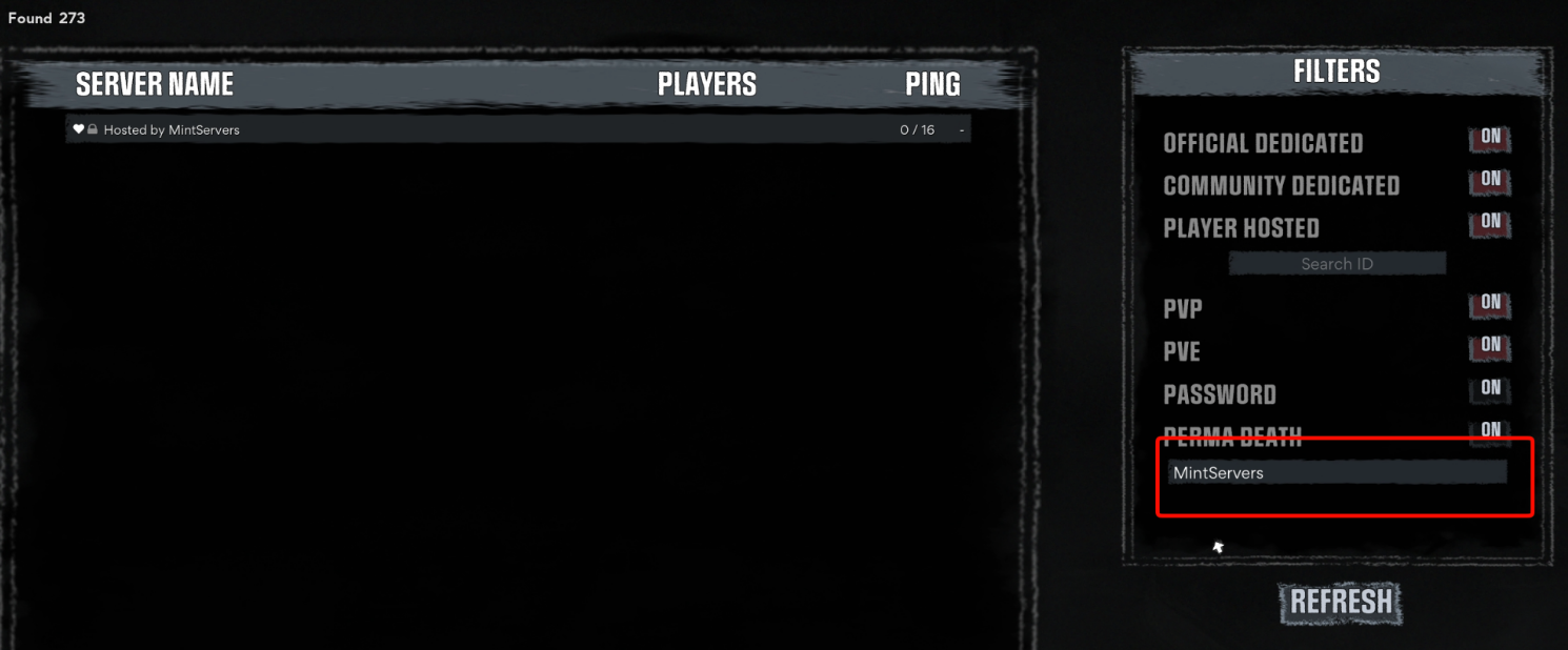 Search for your server by name and click Join