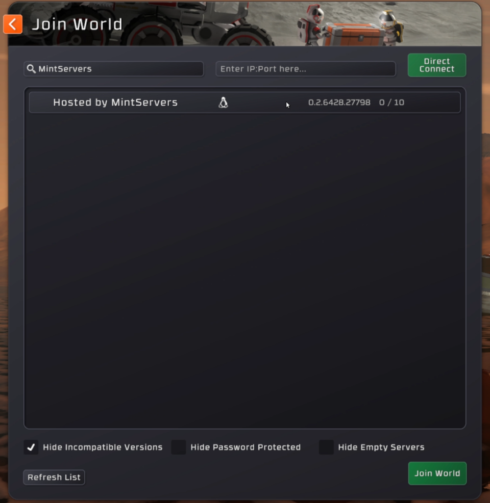 Stationeers Join World server list